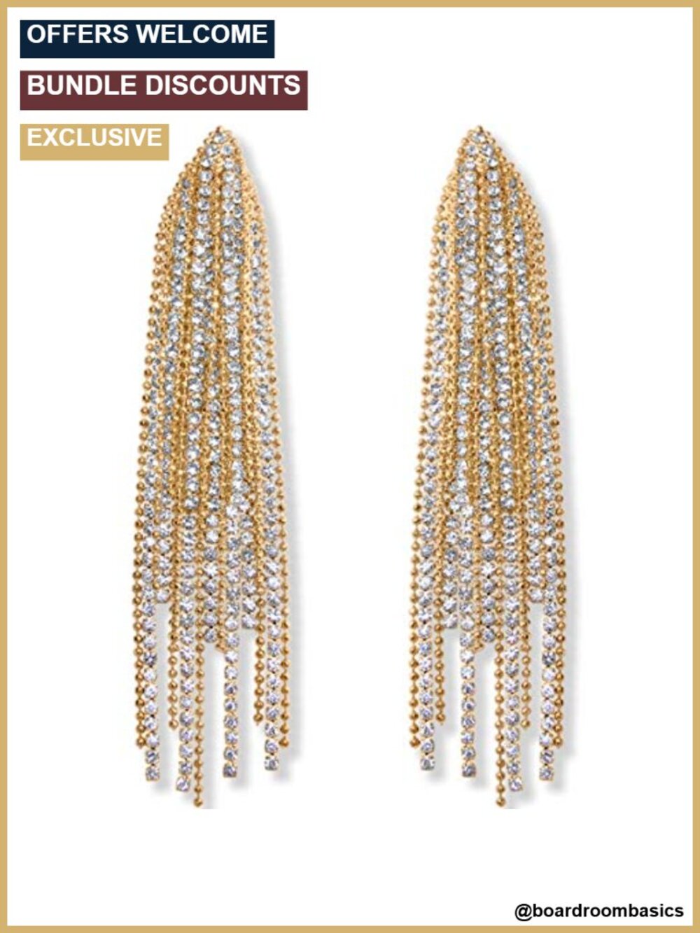 Cubic Zirconia Dangle Earrings Gold Tone Plated Statement